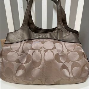 Coach Signature Lexi Satchel Gold with Pink Interior - 3 compartments - 15 x 9